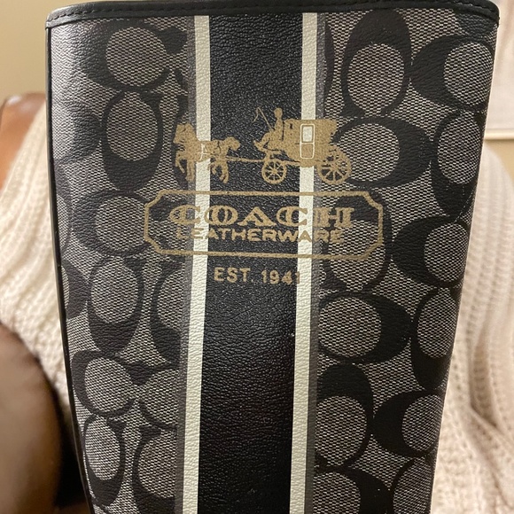 AUTHENTIC Coach Black Rain Boots Size 7 PERFECT condition - Picture 2 of 10